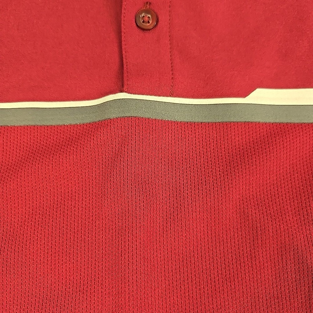 Nike Dri Fit Performance Golf Polo Mens Medium Maroon Gray Stripes Logo Tennis - Picture 5 of 12